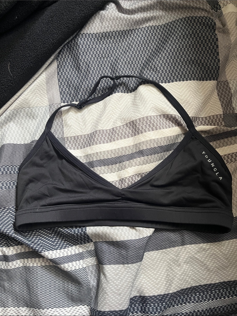 YoungLA Black Sports Bralette with Minimal Logo